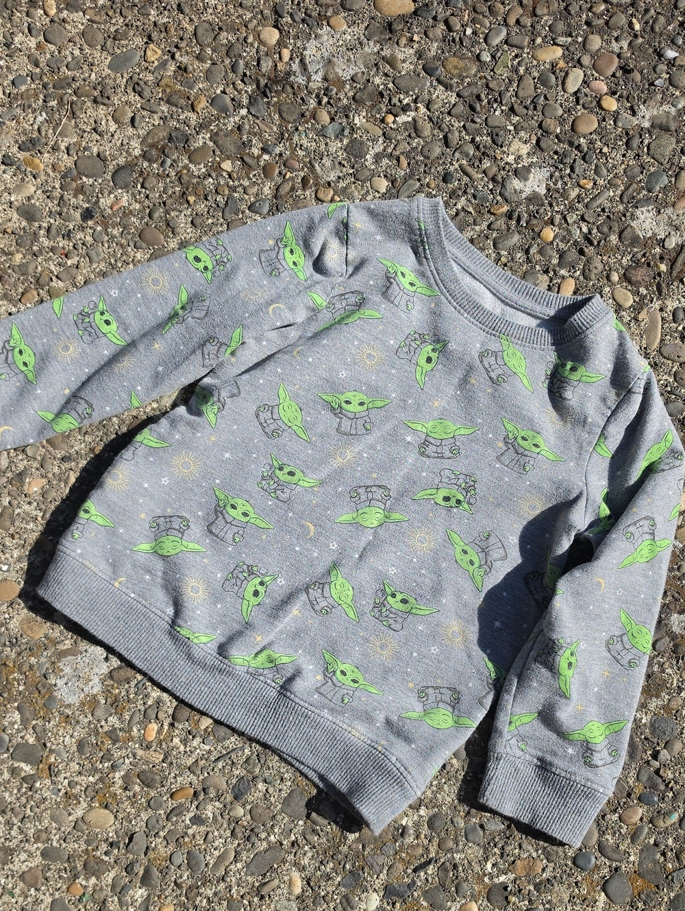 Star Wars Kids Grey Sweatshirt with Neon Green Baby Yoda Print